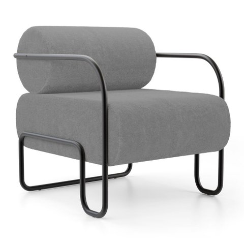 Poltrona Decorativa Orgânica Living Miska Bouclê Cinza - Desk Design
