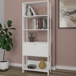 Conjunto 3 Peças Escrivaninha Match, Estante e Mesa Lateral Industrial Branco - 4 Conjunto 3 Peças Escrivaninha Match, Estante e Mesa Lateral Industrial Branco - 4