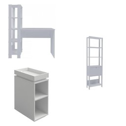 Conjunto 3 Peças Escrivaninha Match, Estante e Mesa Lateral Industrial Branco - 2 Conjunto 3 Peças Escrivaninha Match, Estante e Mesa Lateral Industrial Branco - 2