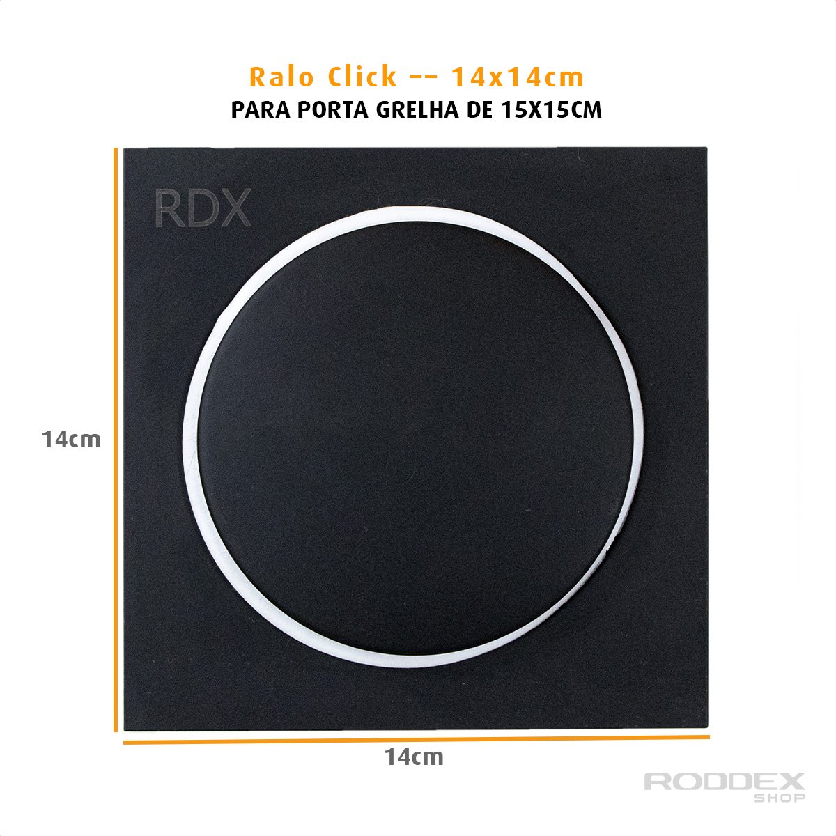 Ralo Click Quadrado 15x15 Metal Preto Fosco RDX - 2