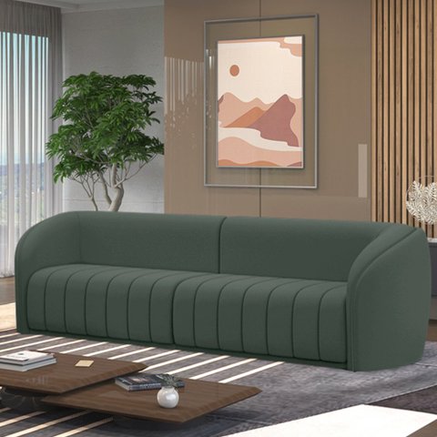 Sofá Decorativo Sala de Estar 252cm Adam 3 Lugares Veludo Cinza G45 - Gran Belo Sofá Adam