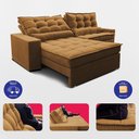 Ver imagem 7 de Sofá Retrátil e Reclinável 2,92m Molas Ensacadas Belle Boucle Caramelo Cama Inbox