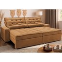 Ver imagem 1 de Sofá Retrátil e Reclinável 2,92m Molas Ensacadas Belle Boucle Caramelo Cama Inbox