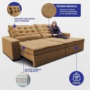 Ver imagem 3 de Sofá Retrátil e Reclinável 2,92m Molas Ensacadas Belle Boucle Caramelo Cama Inbox