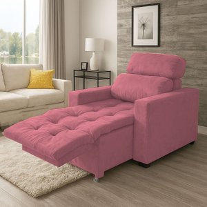 Poltrona Cadeira do Papai e Mamãe Reclinável Retrátil para Sala de Descanso Madri Rosa