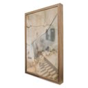 Ver imagem 1 de Quadro Decorativo Caixa Alta com Vidro Abstrato Mármore Branco Perolado TaColado Moldura Madeira 90