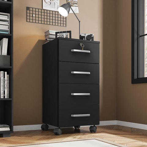 Gaveteiro para Escritório 4 Gavetas Com Rodizios E Chave Gavea Office