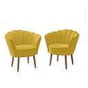 Ver imagem 2 de Kit 02 Poltronas Decorativas Pétala Luxo Veludo Amarelo Pés Palito - Visan Estofados