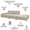 Ver imagem 5 de Sofá 5 Lugares com Puff para Sala Living 337cm Modular Pés Industrial Oslo L06 Couro Bege Areia -
