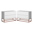 Ver imagem 1 de Conjunto 2 Mesas de Apoio de Cabeceira Eros 60cm Base Metálica Cobre para Quarto Moderno:branco