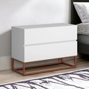 Ver imagem 2 de Conjunto 2 Mesas de Apoio de Cabeceira Eros 60cm Base Metálica Cobre para Quarto Moderno:branco