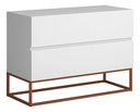 Ver imagem 3 de Conjunto 2 Mesas de Apoio de Cabeceira Eros 60cm Base Metálica Cobre para Quarto Moderno:branco