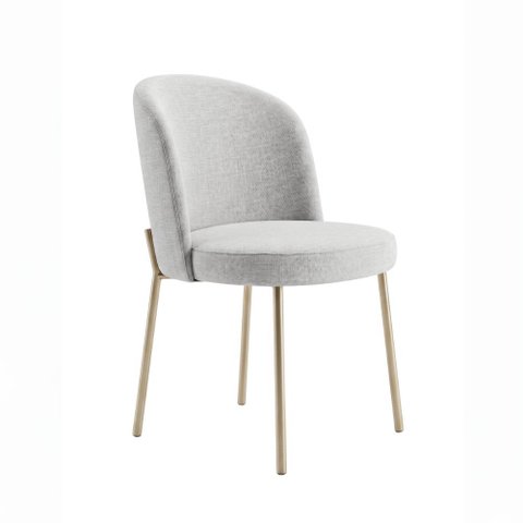 Cadeira Decorativa Elegance Base Champanhe Linho Cinza Claro - Montanaris Decor