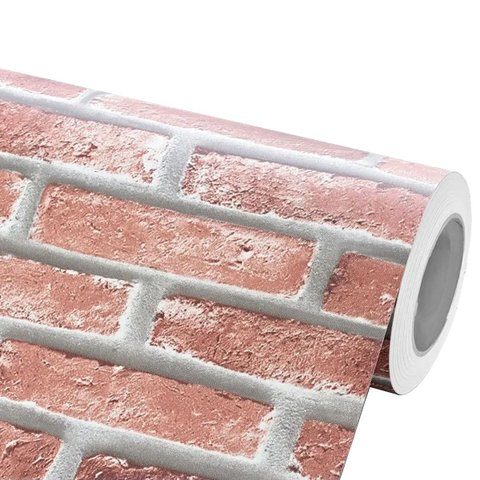Papel de Parede Autocolante Tijolinho Aparente Vermelho 3d Lavável Realista Vinil Adesivo