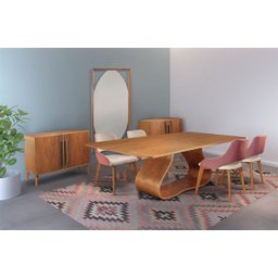 Sala de Jantar Completa 6 Cadeiras 2,0m Curve Decora Móveis - 1