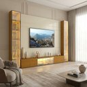 Ver imagem 1 de Estante para TV até 90 Polegadas Vidro com LED 100% MDF 217,6cm x 293,4cm Bege Off White Naturale