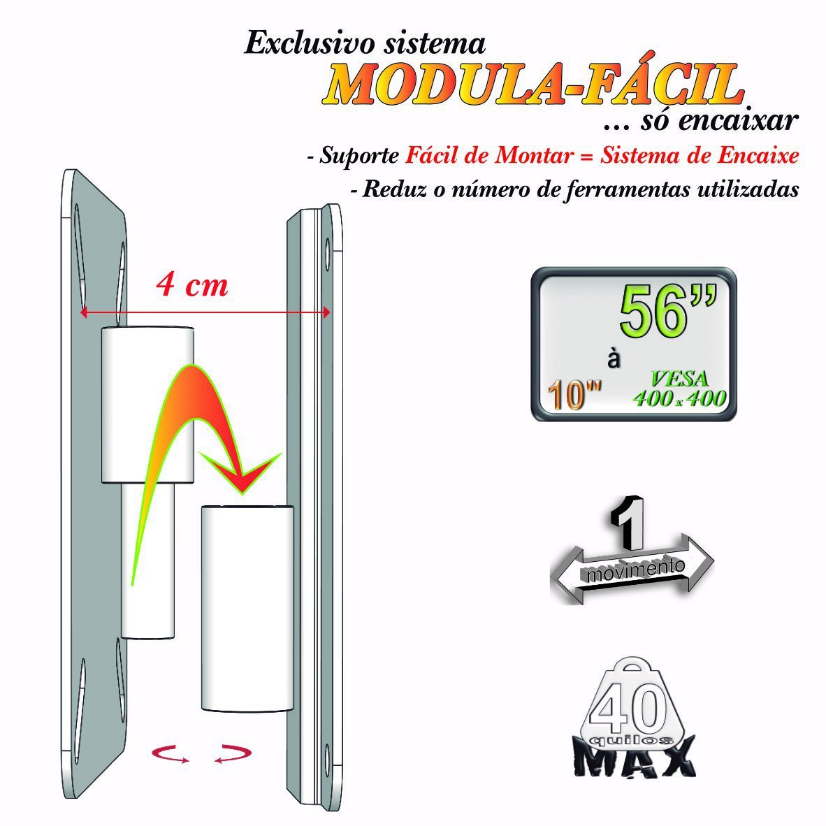 SUPORTE TV 10" a 56" 400X400 1 MOV BRANCO - 7