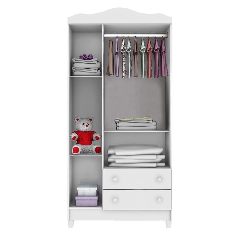 Quarto de Bebê Ariel Completo Berço 3 em 1 Lila Guarda Roupa 3 Portas Cômoda Infantil Branco - 7