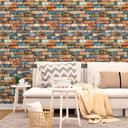 Ver imagem 2 de Papel de Parede Tijolos Queimados Arte Destaque 1,50 Metros