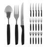 Conjunto Faqueiro 18 Peças Jogo Talheres de Mesa Jantar Garfos Facas New Caprese Preto Fratelli - 1