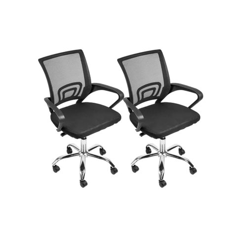 Kit 2 Cadeiras Escritório Diretor Tela Mesh Tok 3310 Preto