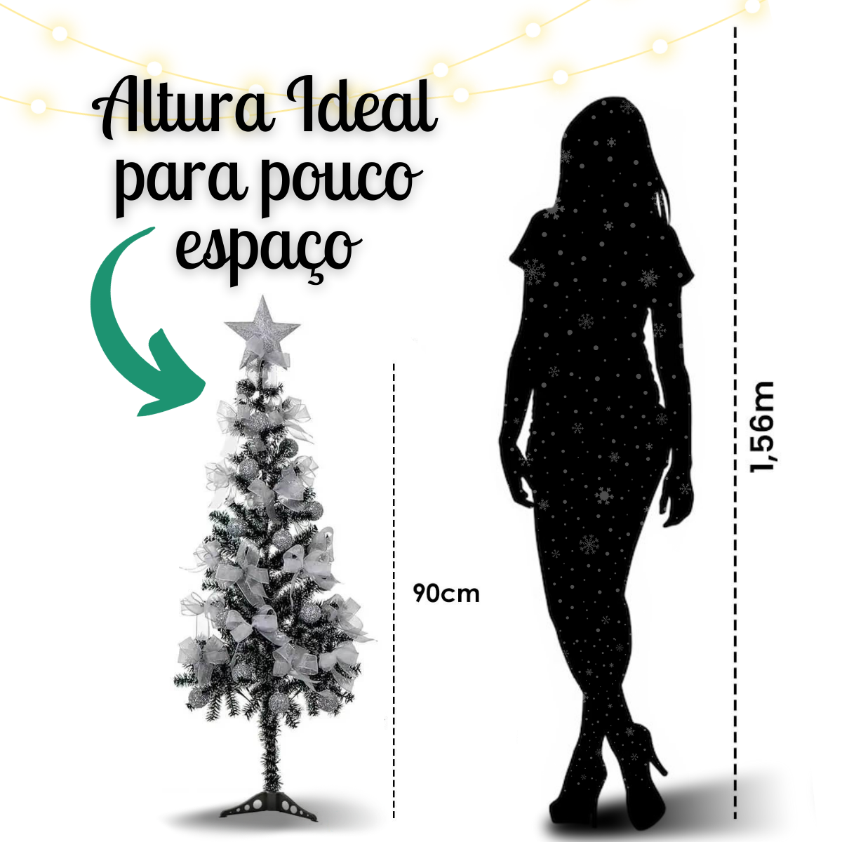 Árvore Pinheiro de Natal Luxo Verde Nevada 90cm C/ 70 Galhos - 3