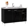 Balcão Gabinete de Pia para Cozinha 120cm 3 Portas Classic P11 Preto - Mpozenato - 2