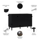 Ver imagem 3 de Balcão Gabinete de Pia para Cozinha 120cm 3 Portas Classic P11 Preto - Mpozenato