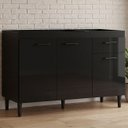 Ver imagem 1 de Balcão Gabinete de Pia para Cozinha 120cm 3 Portas Classic P11 Preto - Mpozenato