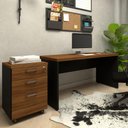 Ver imagem 5 de Mesa Escrivaninha 1,50m Pé Painel C/ Gaveteiro Nogal Pr F5 Cor:nogal com Preto