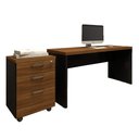 Ver imagem 1 de Mesa Escrivaninha 1,50m Pé Painel C/ Gaveteiro Nogal Pr F5 Cor:nogal com Preto