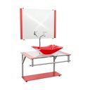 Ver imagem 1 de Gabinete Vermelho 60cm de Vidro para Banheiro -cc38- Dahora