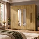 Ver imagem 1 de Guarda Roupa Casal Roupeiro 6 Portas 2 Gav Espelho Quarto Nature