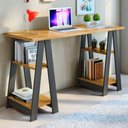 Ver imagem 1 de Mesa Escrivaninha Vigor 4 Prateleiras Cinamomo/grafite - Jcm Móveis