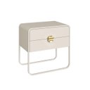 Ver imagem 1 de Mesa de Cabeceira 60cm 2 Gavetas Orgânica Pé Metal Luna Off White 28062