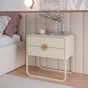 Ver imagem 3 de Mesa de Cabeceira 60cm 2 Gavetas Orgânica Pé Metal Luna Off White 28062