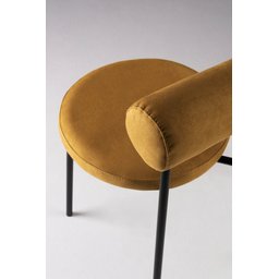Cadeira Roll Encosto Canelado Off White Assento Courissimo Caramelo Base Aço Carbono Preto - Casa Ma - 4