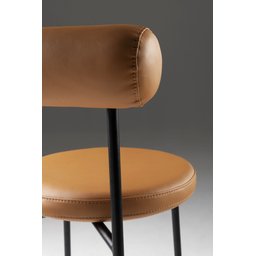 Cadeira Roll Encosto Canelado Off White Assento Courissimo Caramelo Base Aço Carbono Preto - Casa Ma - 3