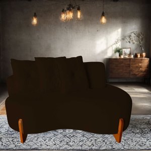 Namoradeira Sofá 2 Lugares Feijão Plaza Orgânica Boucle Marrom Luxo