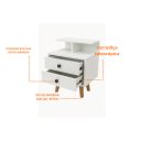Ver imagem 2 de Mesa Cabeceira Retrô 40cm com 2 Gavetas e Nicho Pés Palito MDF Branco Montada Puxador Redondo