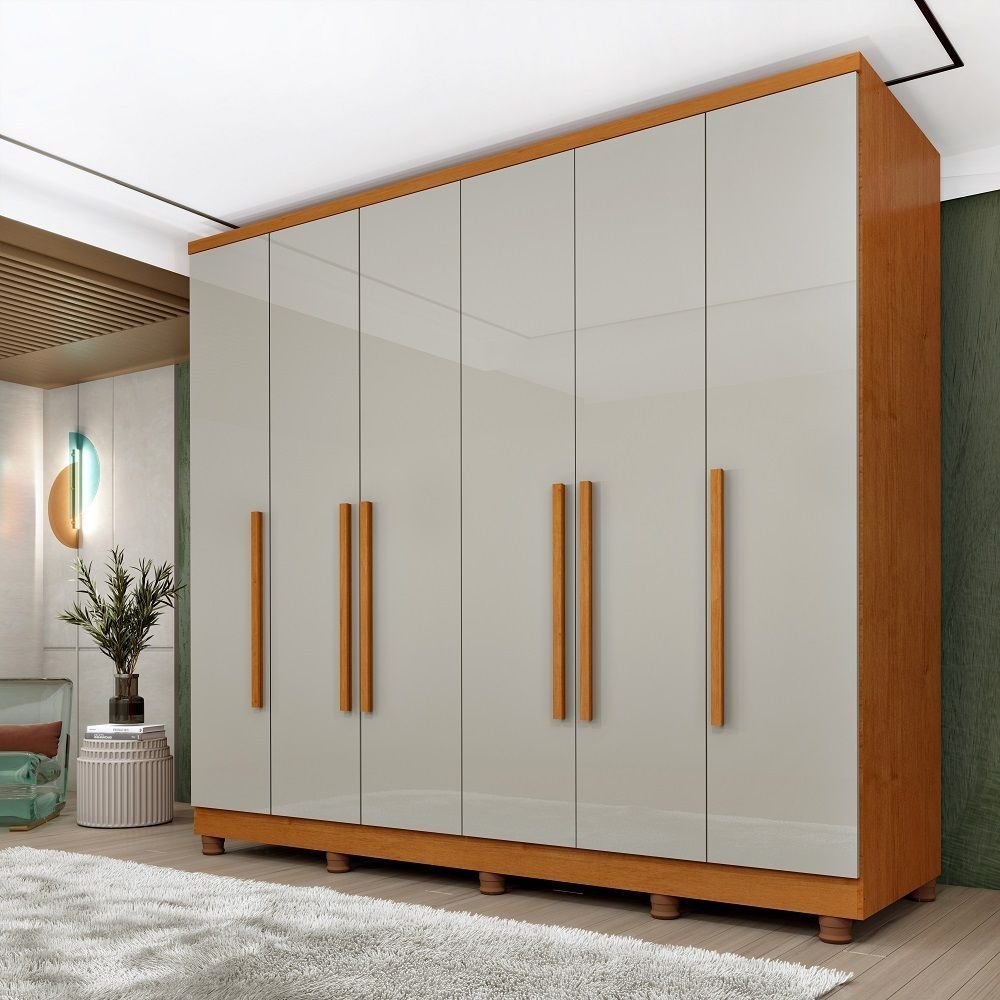 Guarda Roupa Casal com Pés 6 Portas 4 Gavetas 239cm Veneza Tcil