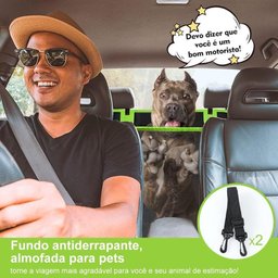 Capa Protetora Banco Traseiro Pet Cães Gatos Passagem Cinto - 5