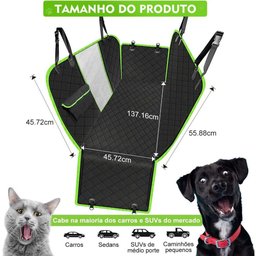 Capa Protetora Banco Traseiro Pet Cães Gatos Passagem Cinto - 3