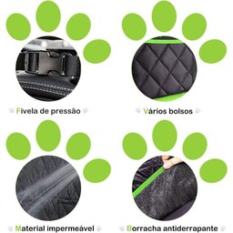Capa Protetora Banco Traseiro Pet Cães Gatos Passagem Cinto - 4