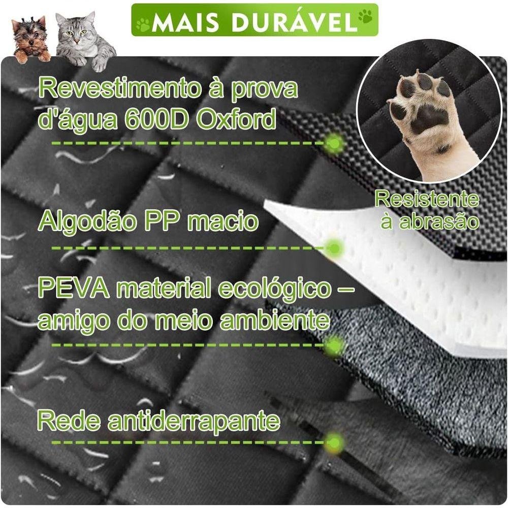 Capa Protetora Banco Traseiro Pet Cães Gatos Passagem Cinto - 6