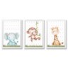 Kit 3 Quadros Vidro E Moldura -safari Menina - 1