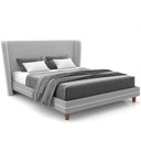 Ver imagem 2 de Cabeceira King Nilo 195cm com Cama Pés Madeira Suném P05 Veludo Cinza - Lyam Decor