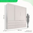 Ver imagem 4 de Guarda-Roupa Casal 3 Portas 9 Gavetas Luana Branco