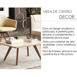 Mesinha de Centro Sala Retangular Pés Madeira Retrô Offwhite - 3