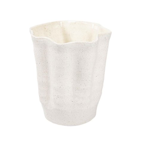 Vaso Decorativo Organico em Ceramica Branco 21x18cm